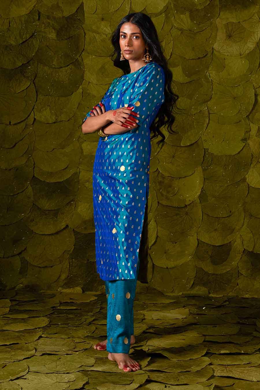 Deep Lagoon Blue Embroidered Kurta Set
