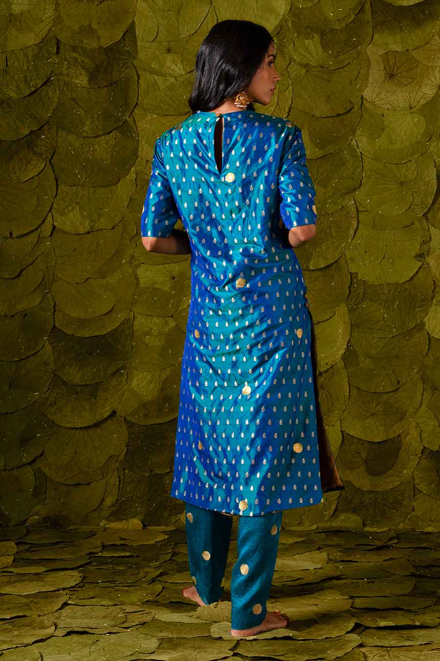 Deep Lagoon Blue Embroidered Kurta Set