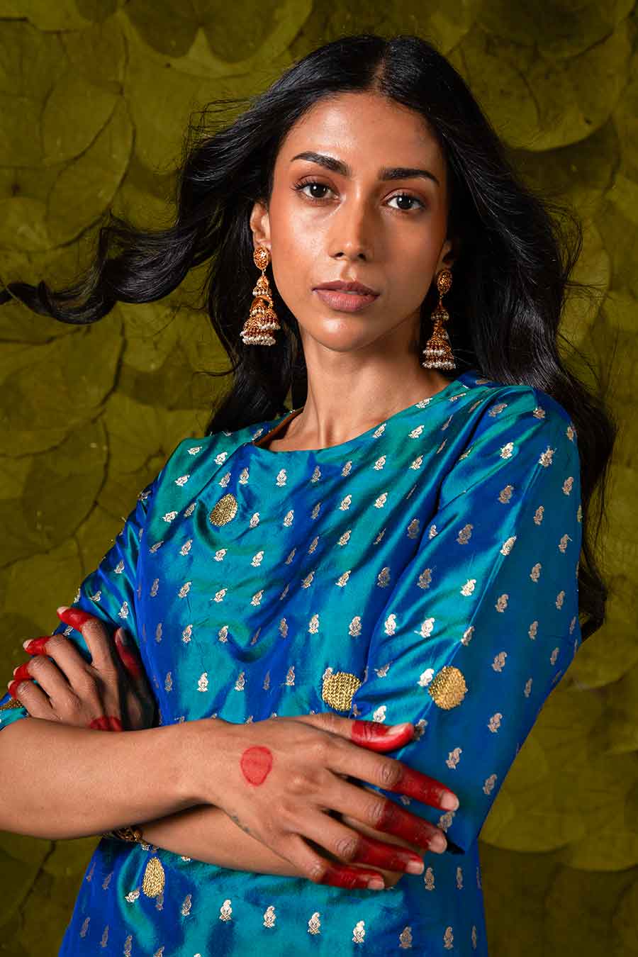 Deep Lagoon Blue Embroidered Kurta Set