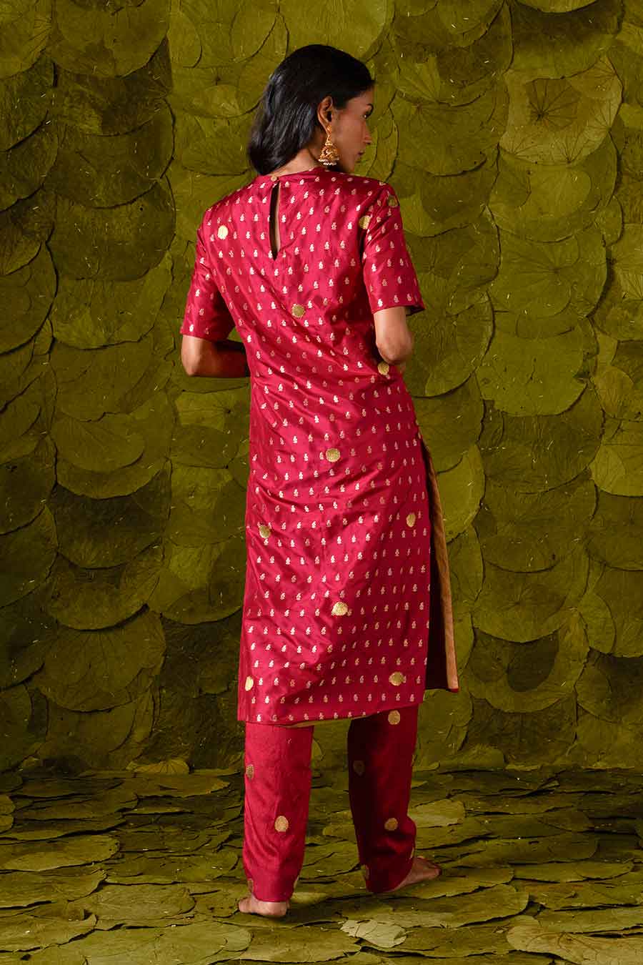 Cherry Wine Magenta Embroidered Kurta Set