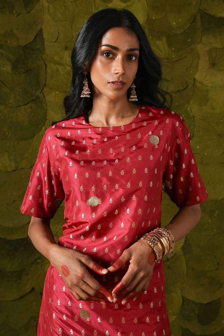 Cherry Wine Magenta Embroidered Kurta Set