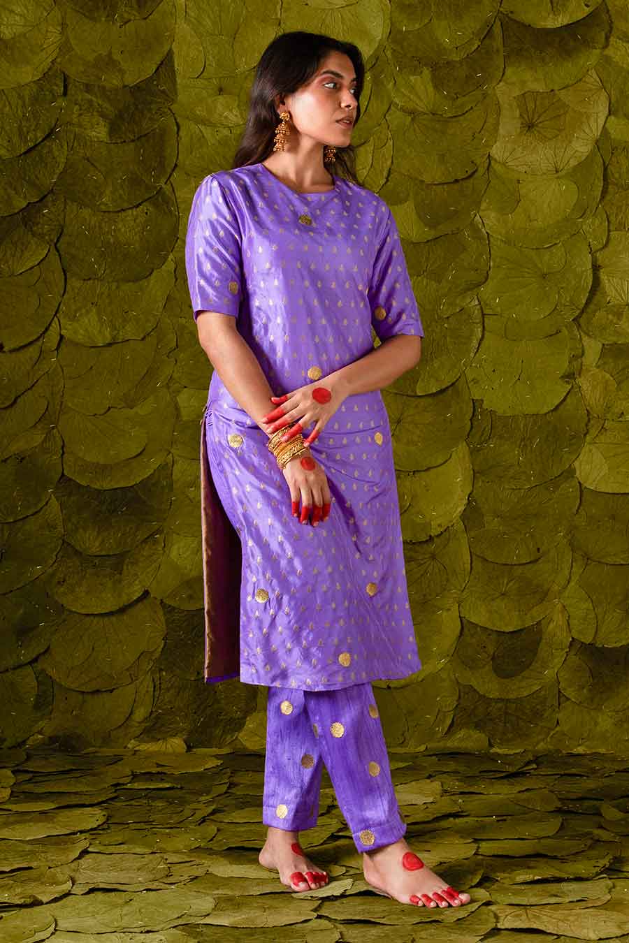 Deep Lavender Embroidered Kurta Set