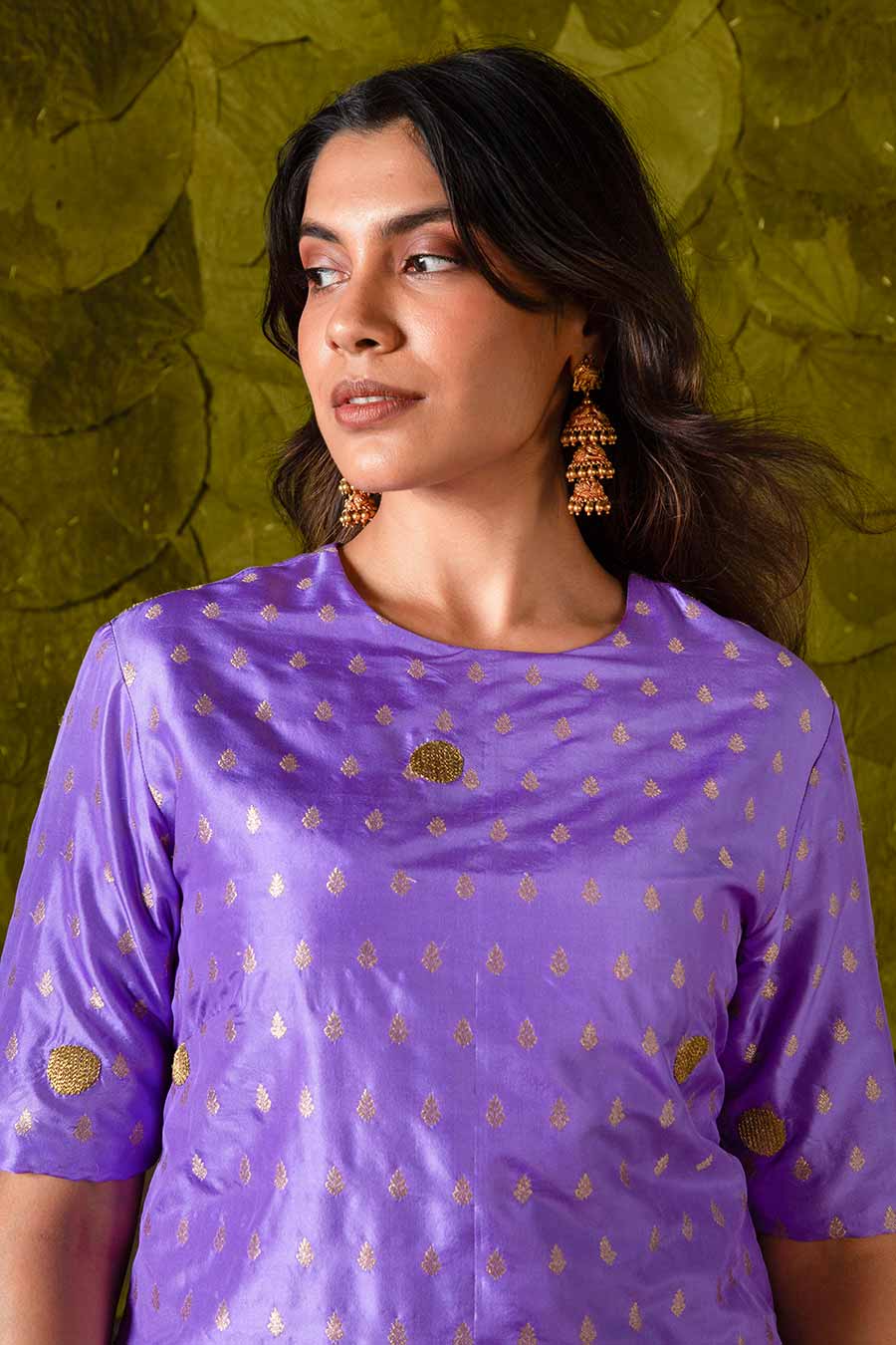 Deep Lavender Embroidered Kurta Set