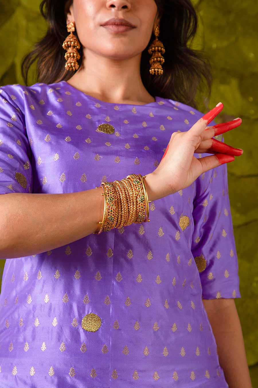 Deep Lavender Embroidered Kurta Set