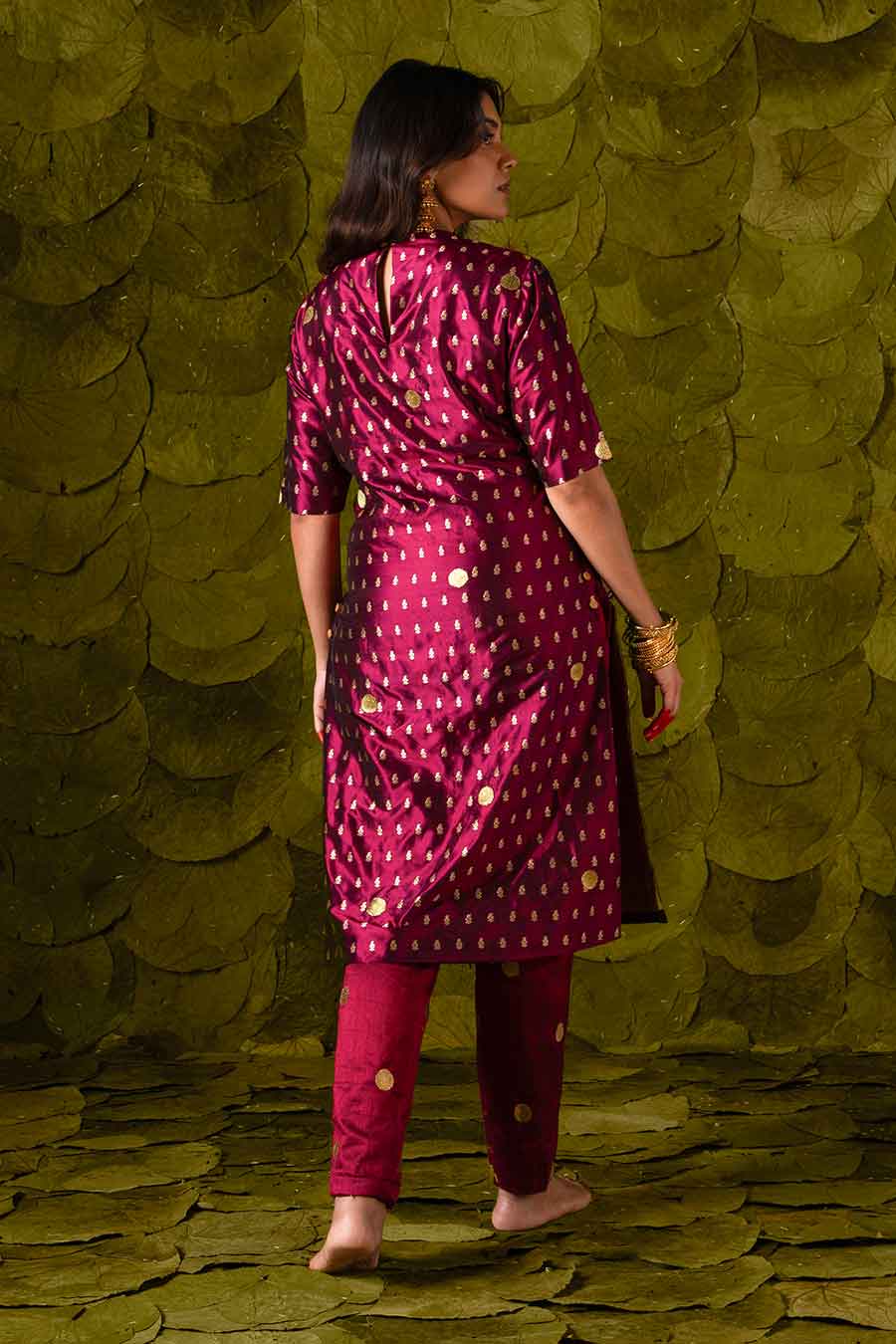 Plum Maroon Embroidered Kurta Set