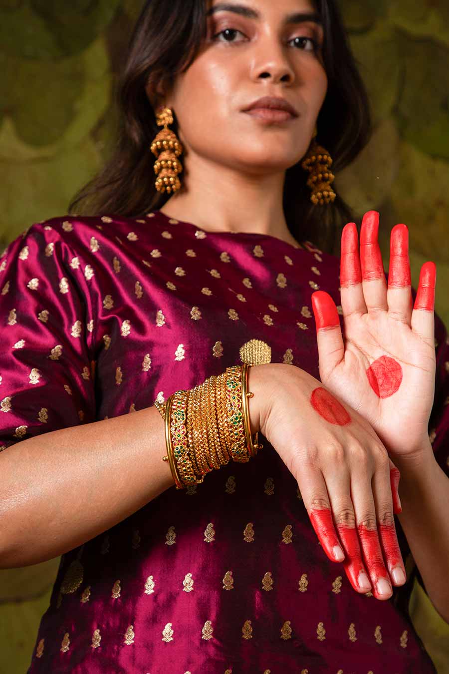 Plum Maroon Embroidered Kurta Set
