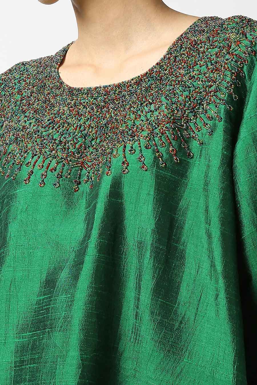 Green Embroidered Silk Kurta