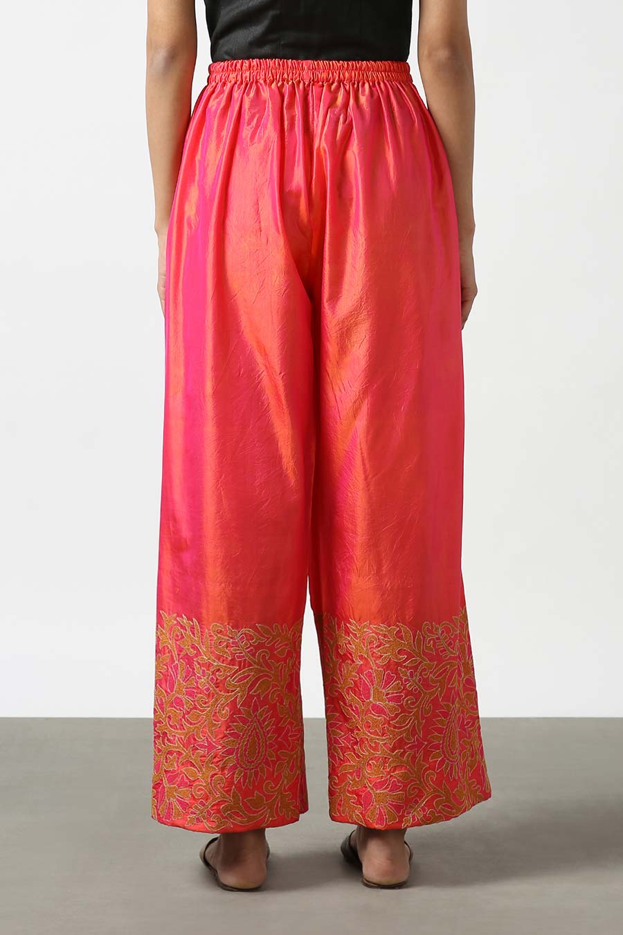 Pink Silk Embroidered Pants