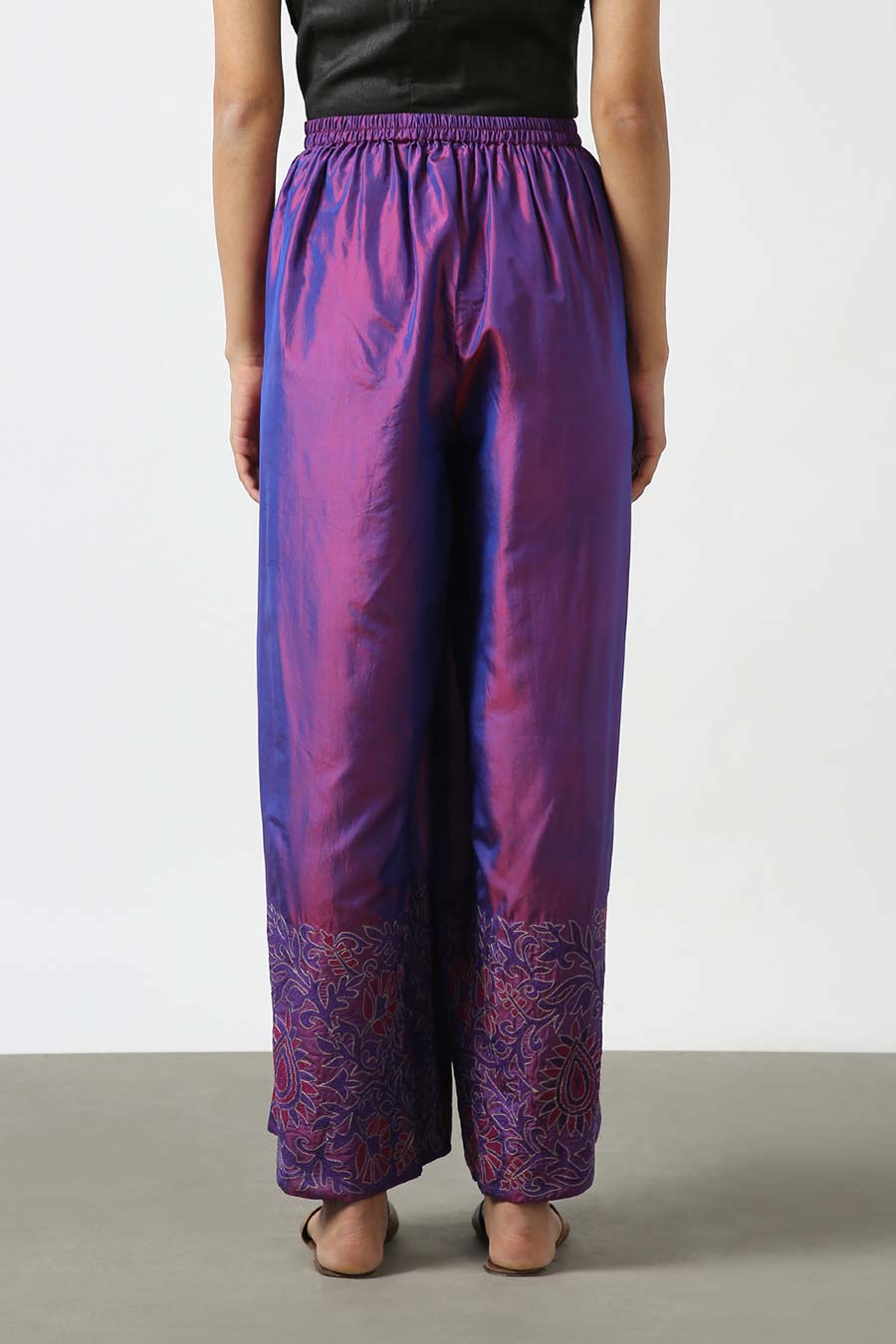 Purple Silk Embroidered Pants