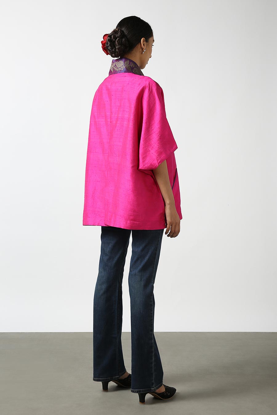 Pink Raw Silk Embroidered Top