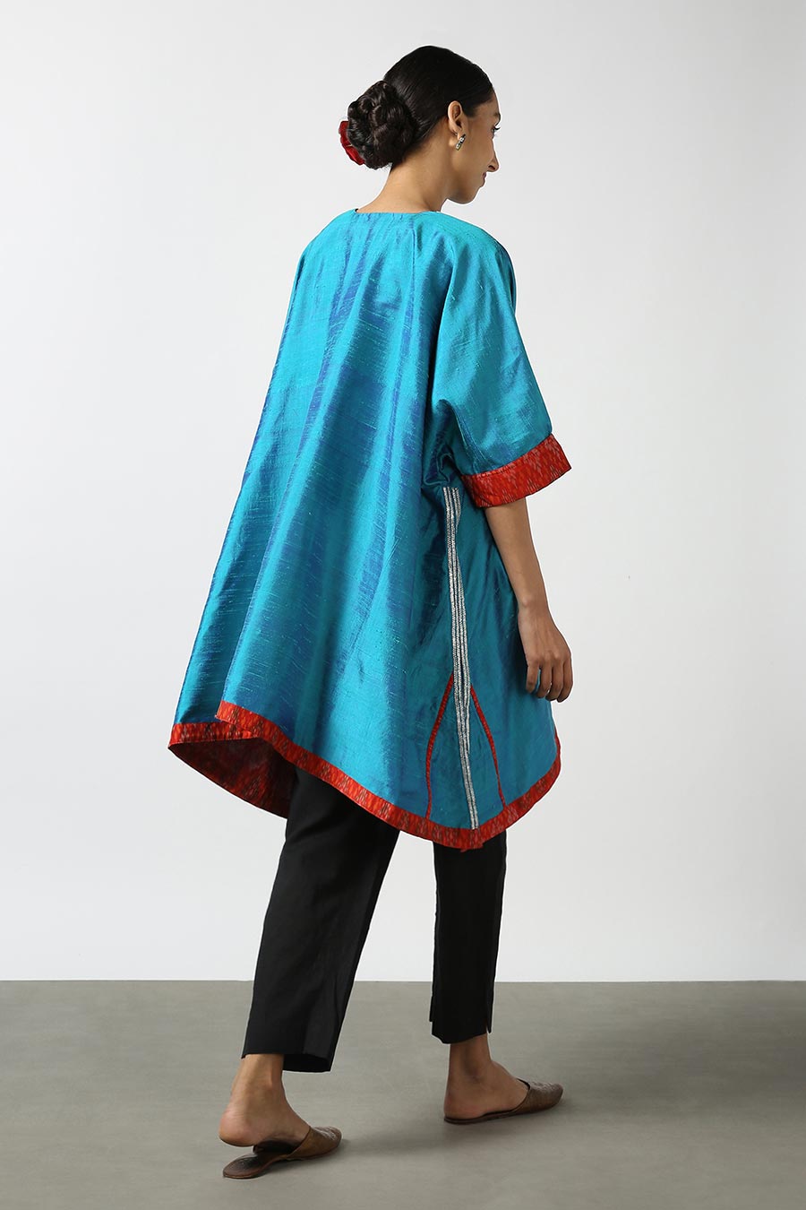 Blue Embroidered Silk Kurta