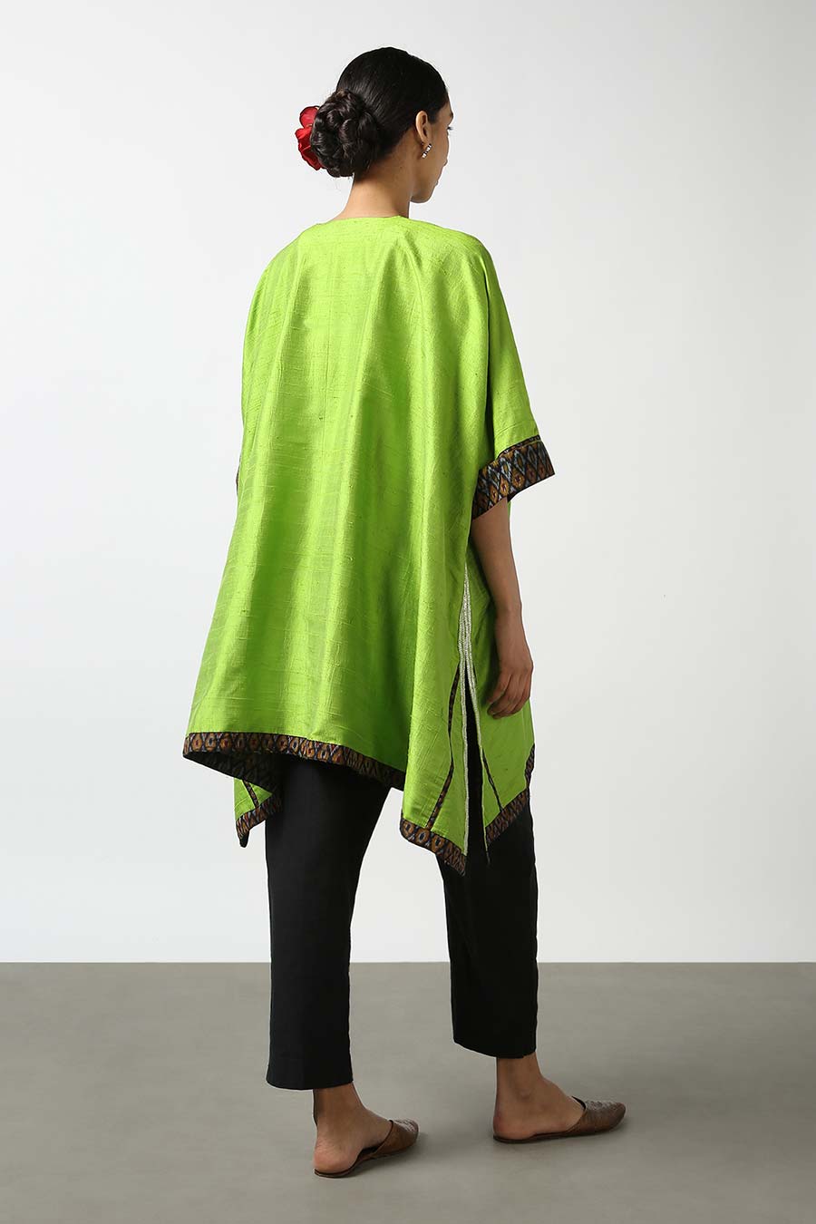 Green Embroidered Silk Kurta
