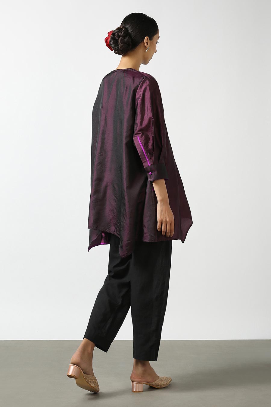 Purple Embroidered Silk Kurta