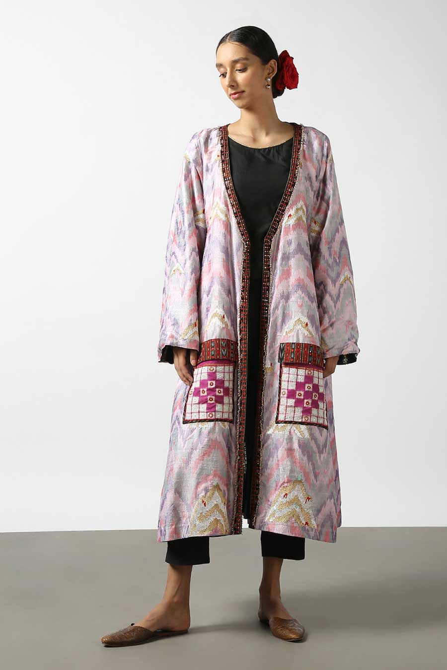 Black Silk Embroidered Reversible Jacket