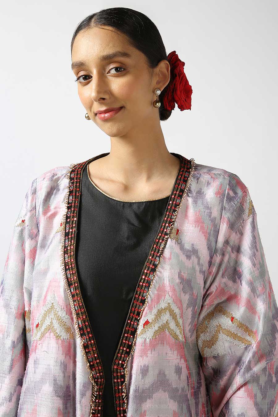 Black Silk Embroidered Reversible Jacket