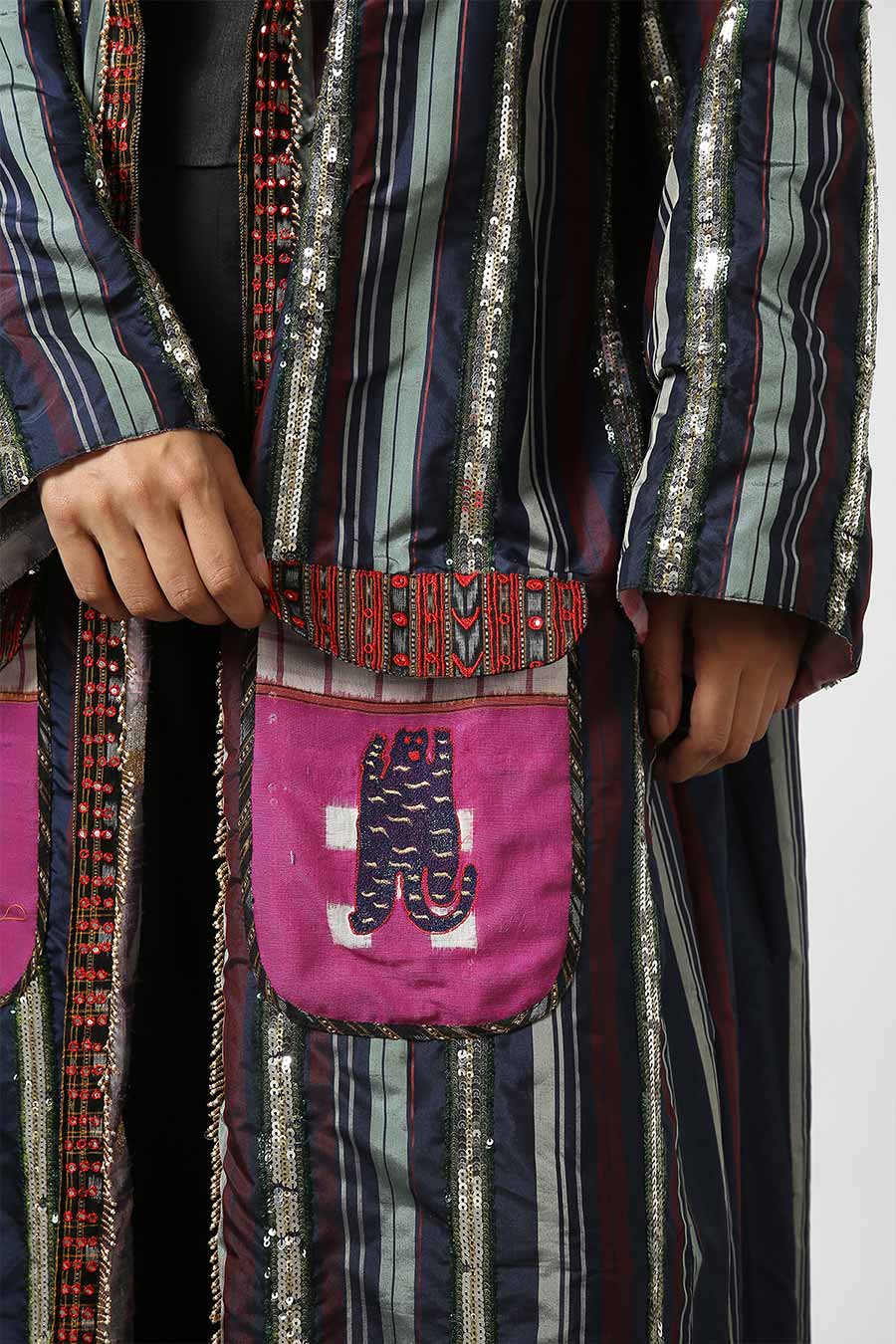 Black Silk Embroidered Reversible Jacket