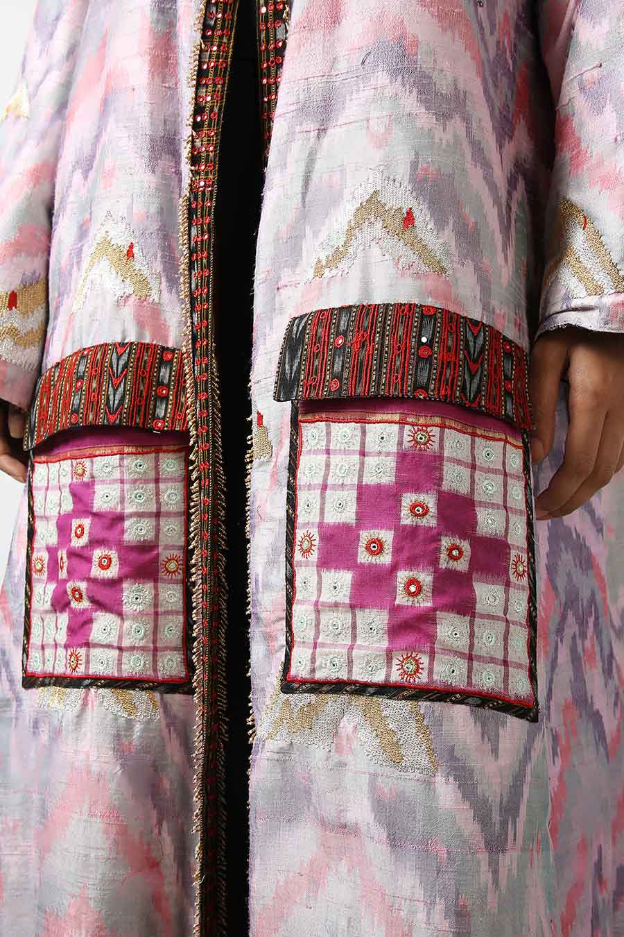 Black Silk Embroidered Reversible Jacket
