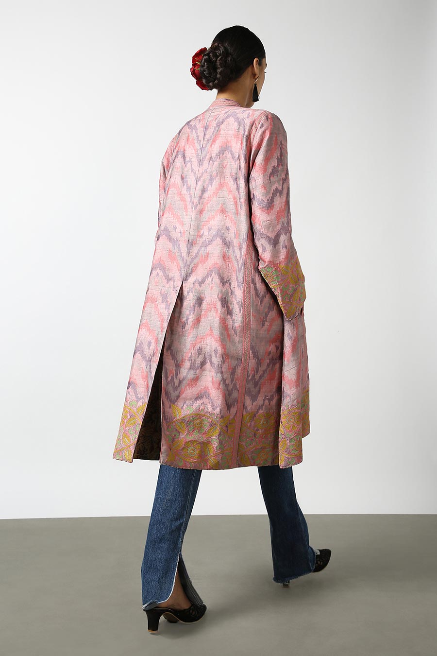 Pink Silk Ikat Long Jacket