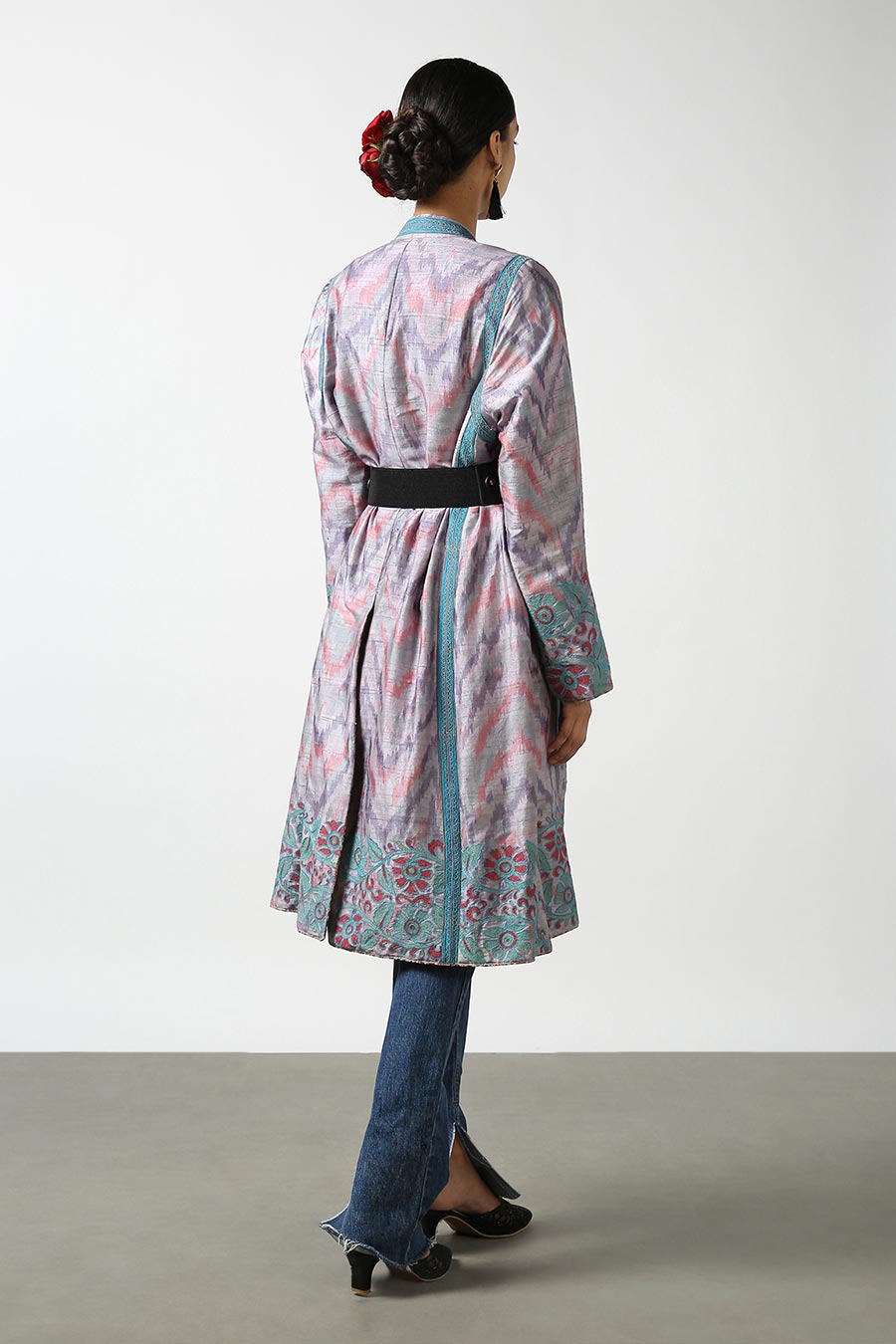 Purple Silk Ikat Long Jacket
