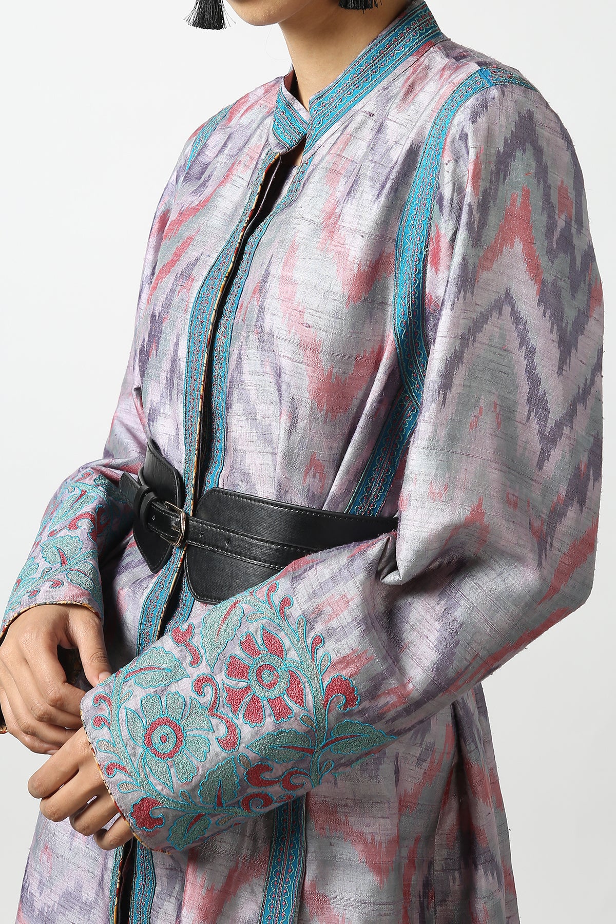 Purple Silk Ikat Long Jacket