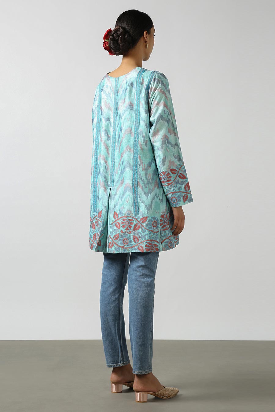 Blue Silk Ikat Short Jacket