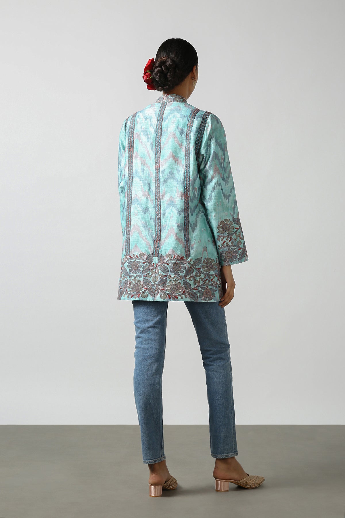 Blue Silk Ikat Short Jacket