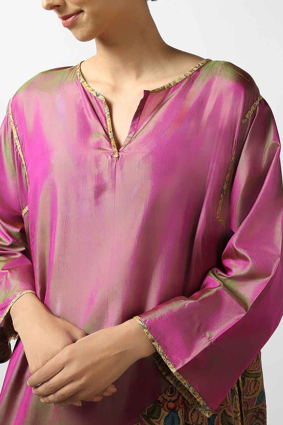 Pink Silk Kalamkaari Kurta & Pant Set