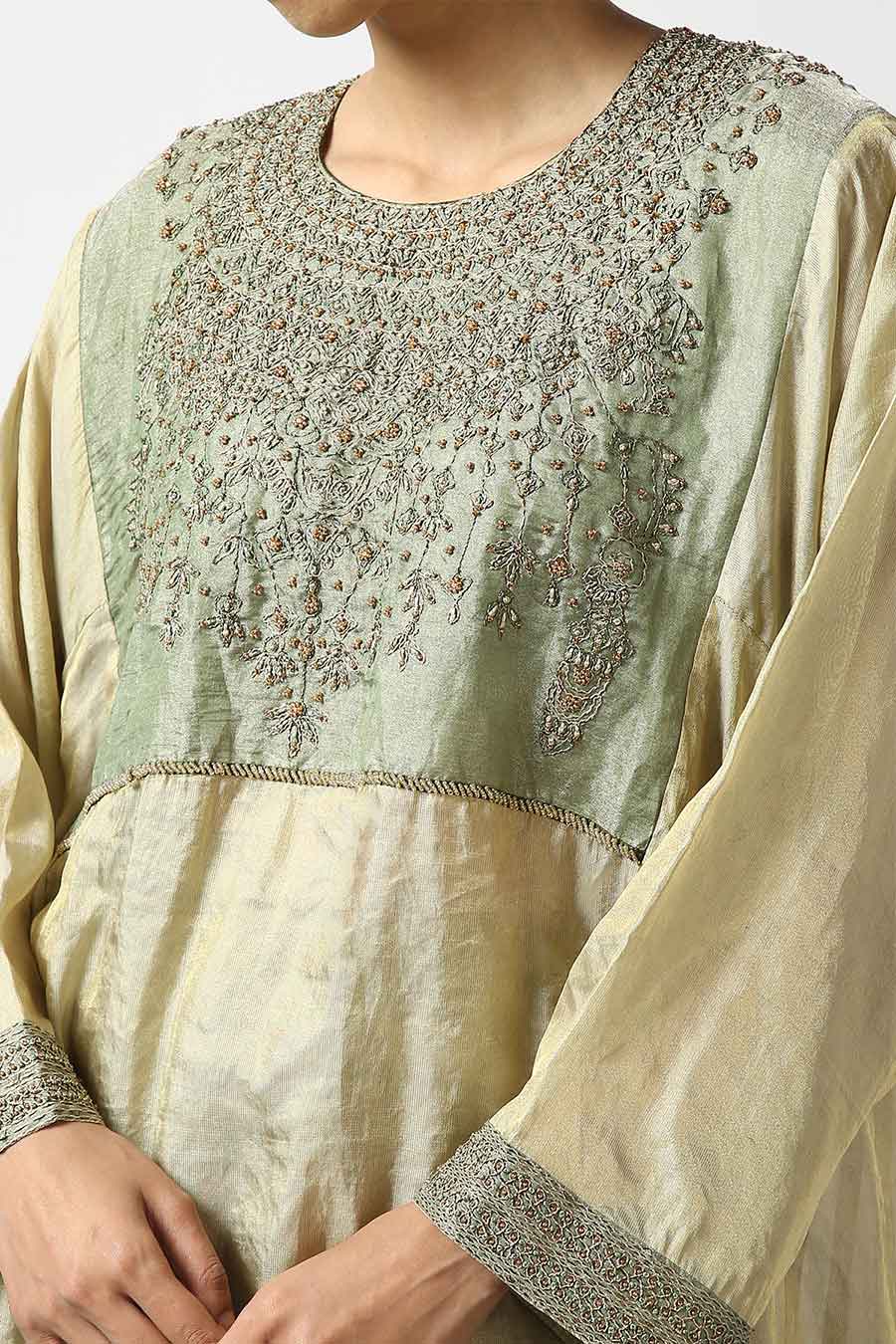 Green Banarasi Silk Embroidered Kurta & Pant Set
