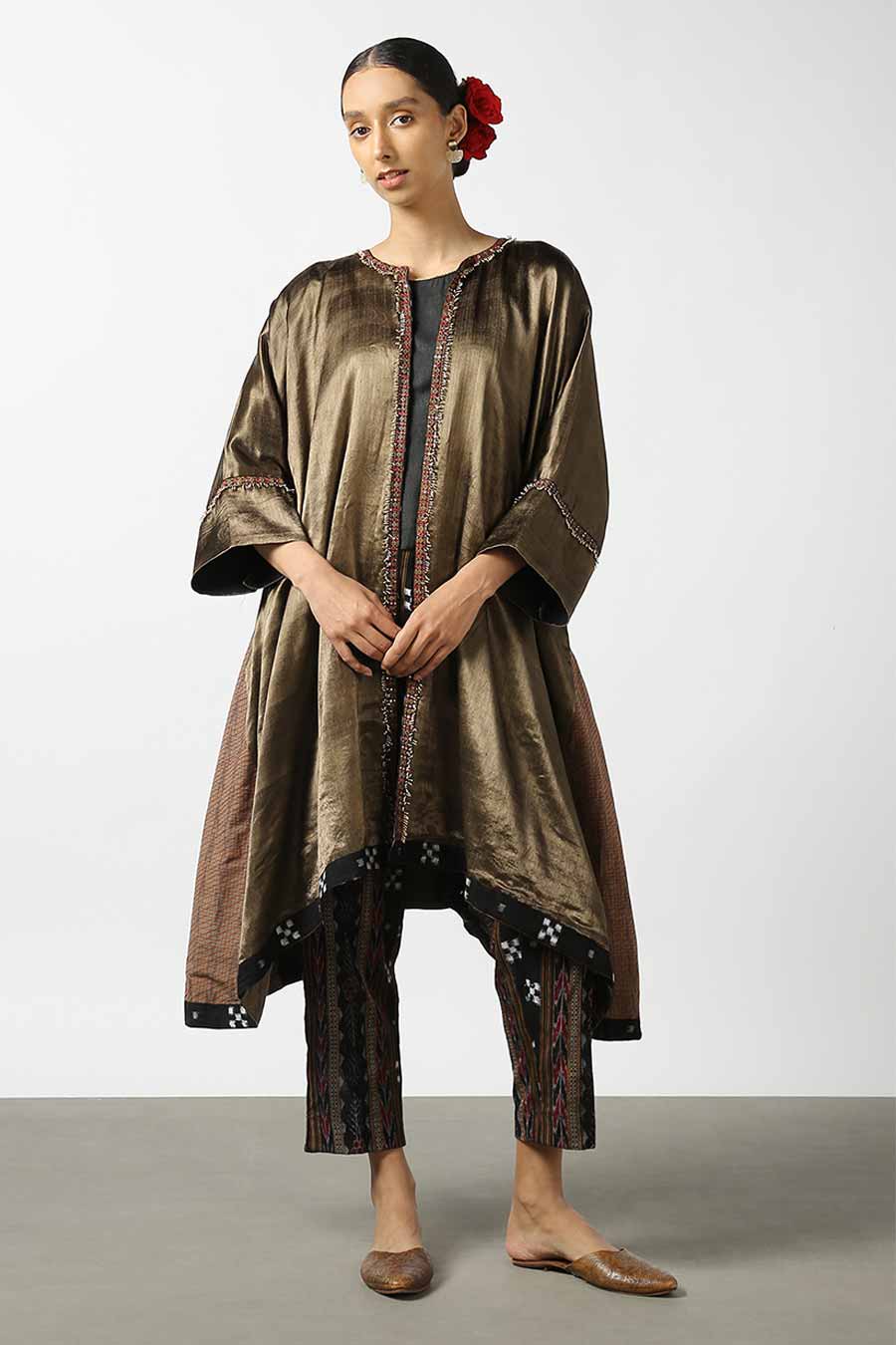 Brown Silk Embroidered Jacket