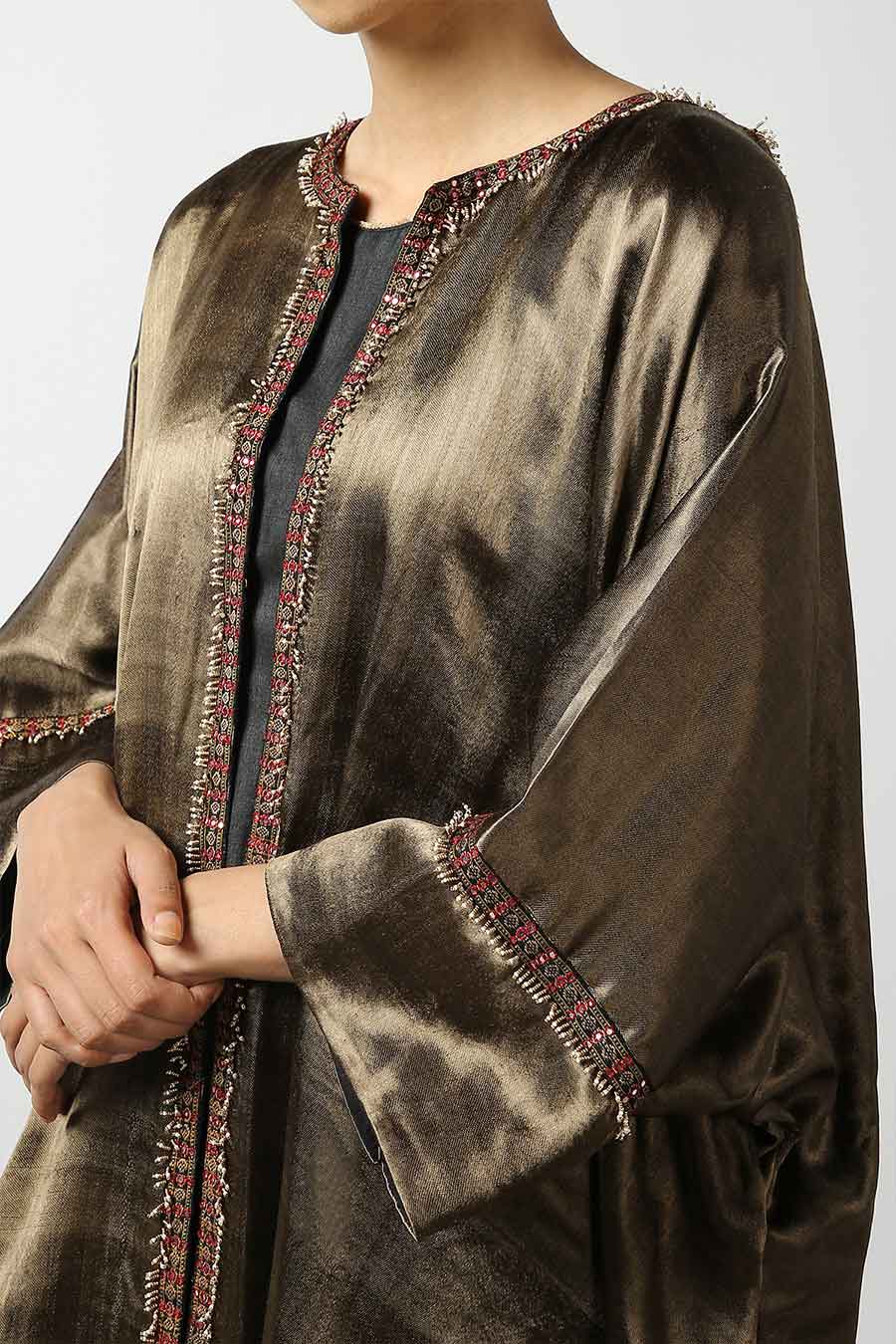 Brown Silk Embroidered Jacket