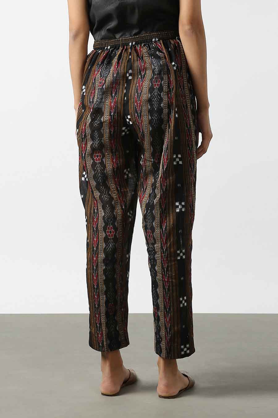 Black Cotton Ikat Pants