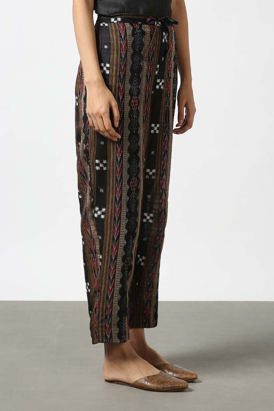 Black Cotton Ikat Pants