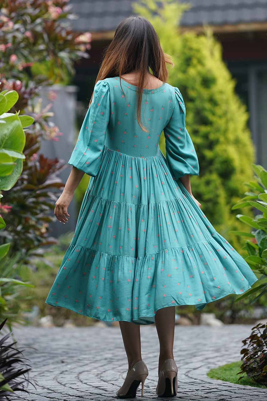 Green Flare Layered Dress