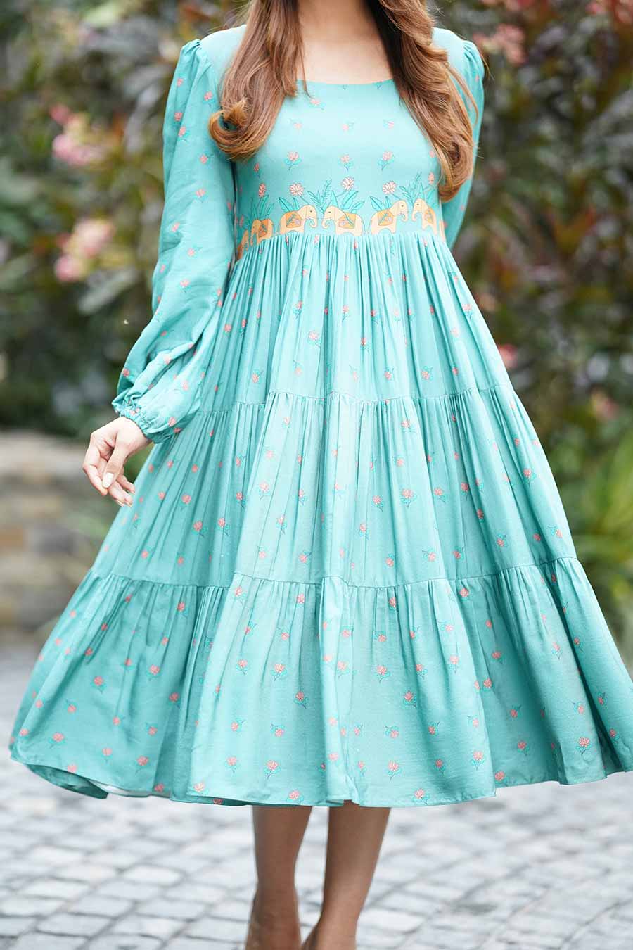 Green Flare Layered Dress