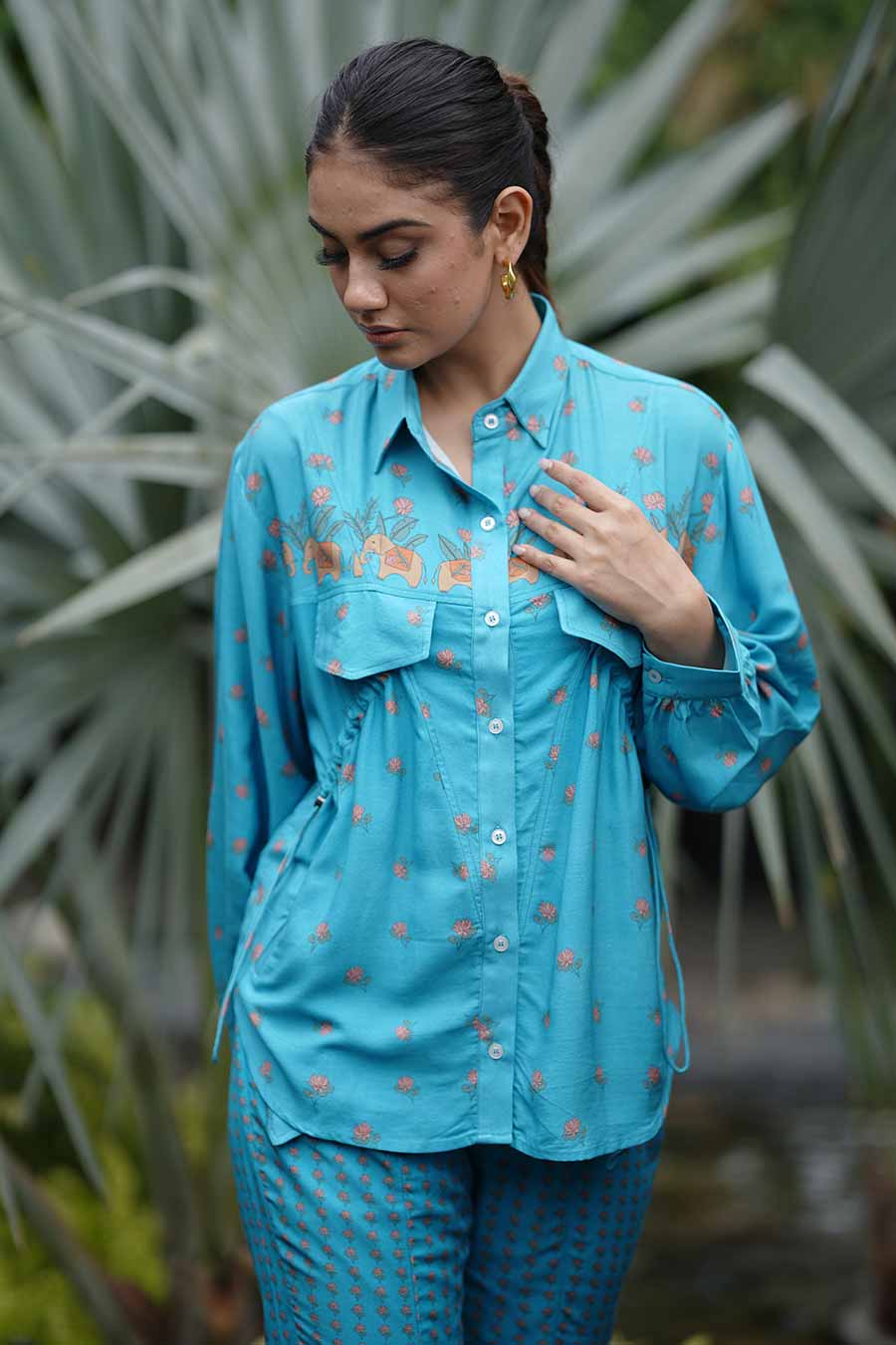 Blue Co-Ord Set With Drawstrings