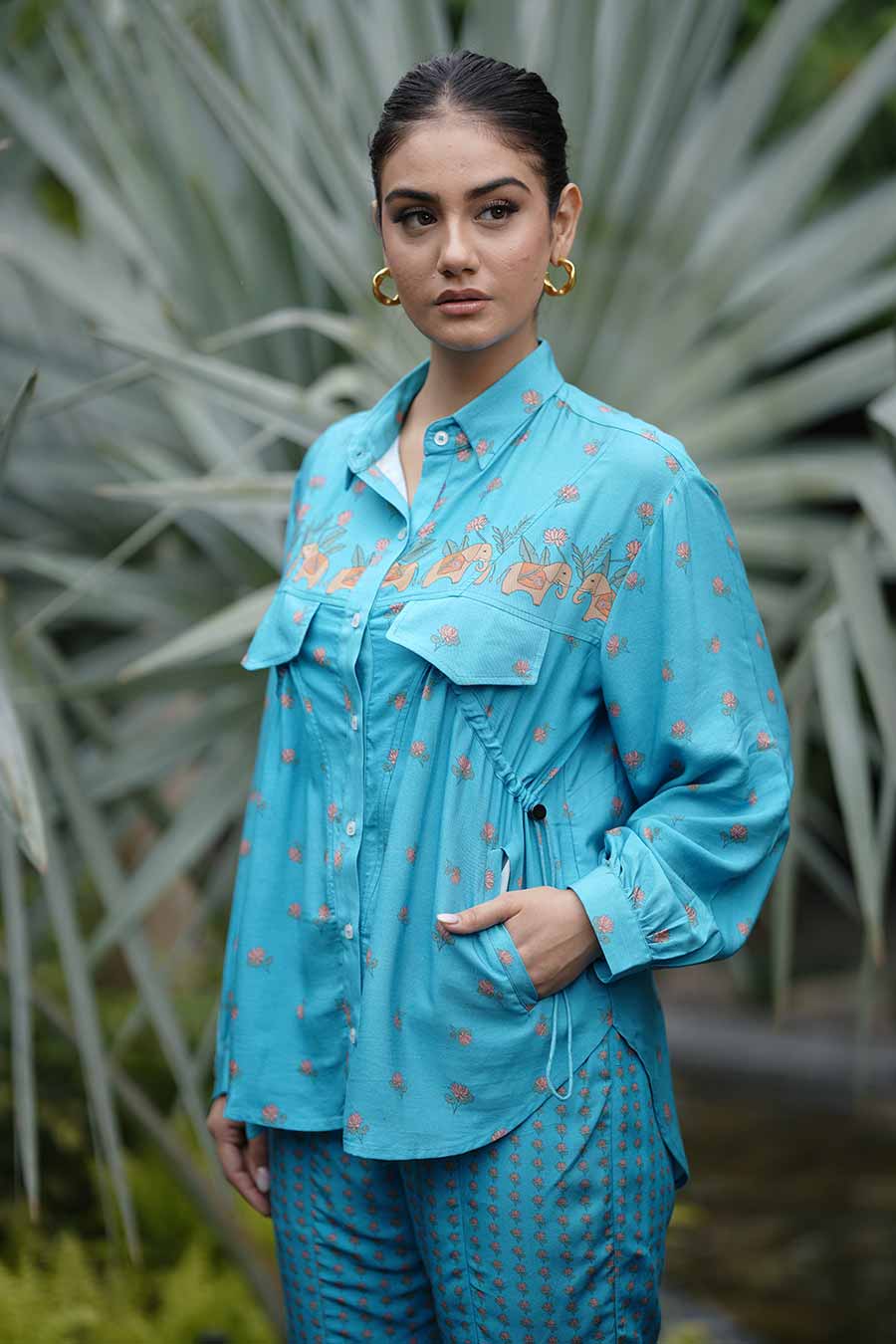 Blue Co-Ord Set With Drawstrings