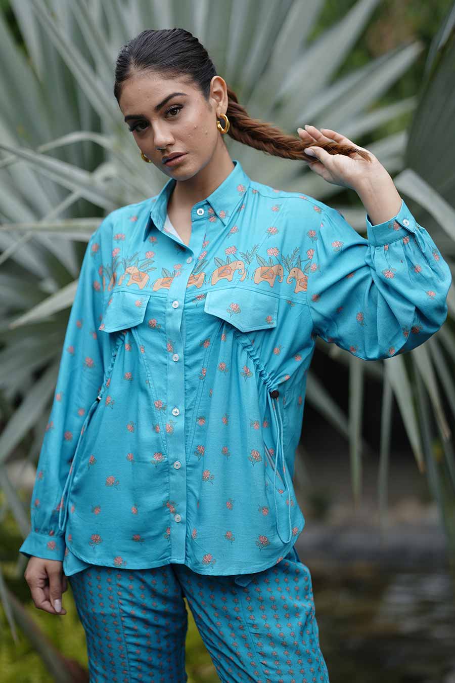 Blue Co-Ord Set With Drawstrings