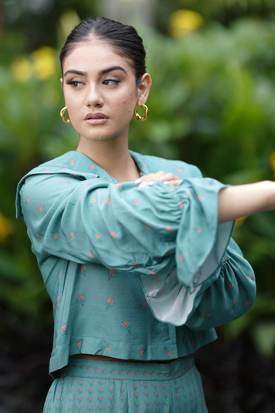 Green Angel Sleeves Shirt & Pant Co-Ord Set