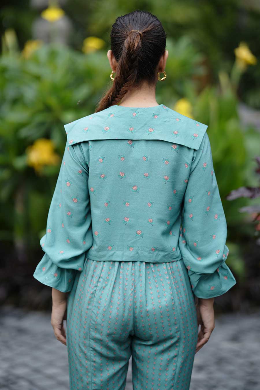 Green Angel Sleeves Shirt & Pant Co-Ord Set