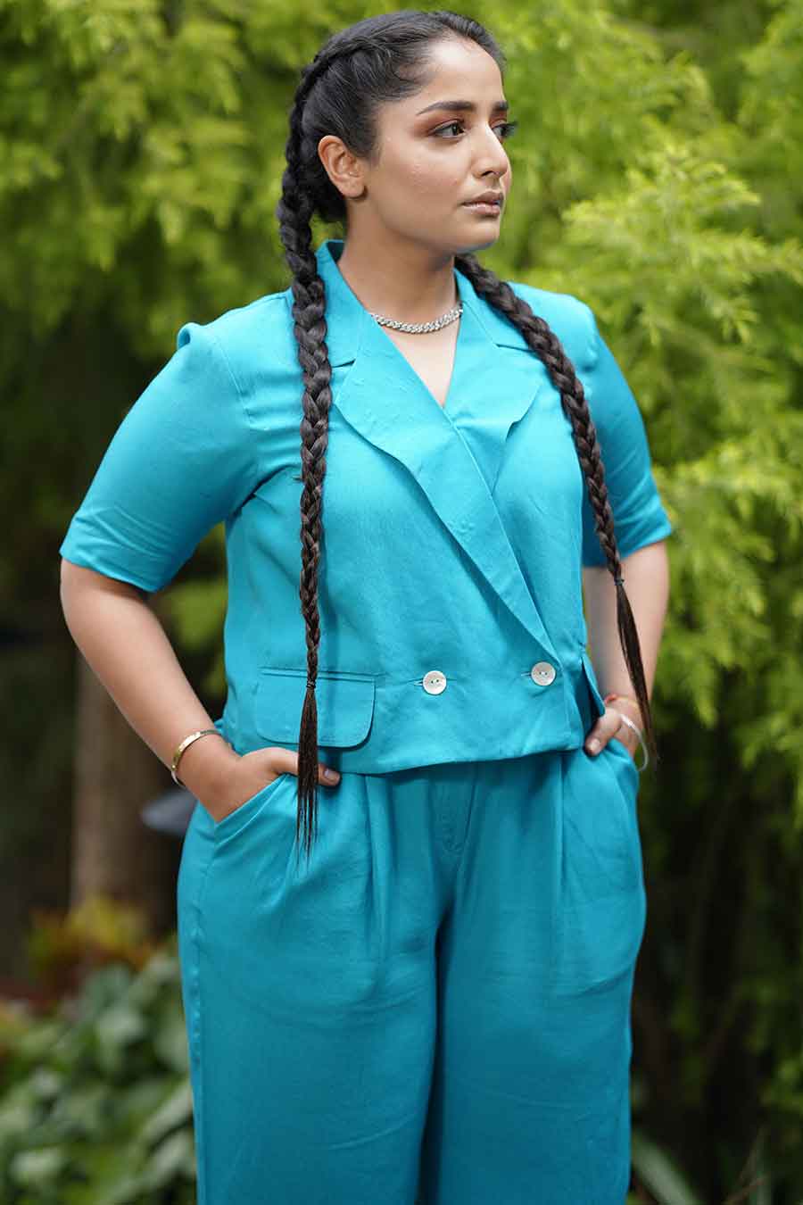 Blue Jacket & Pant Co-Ord Set