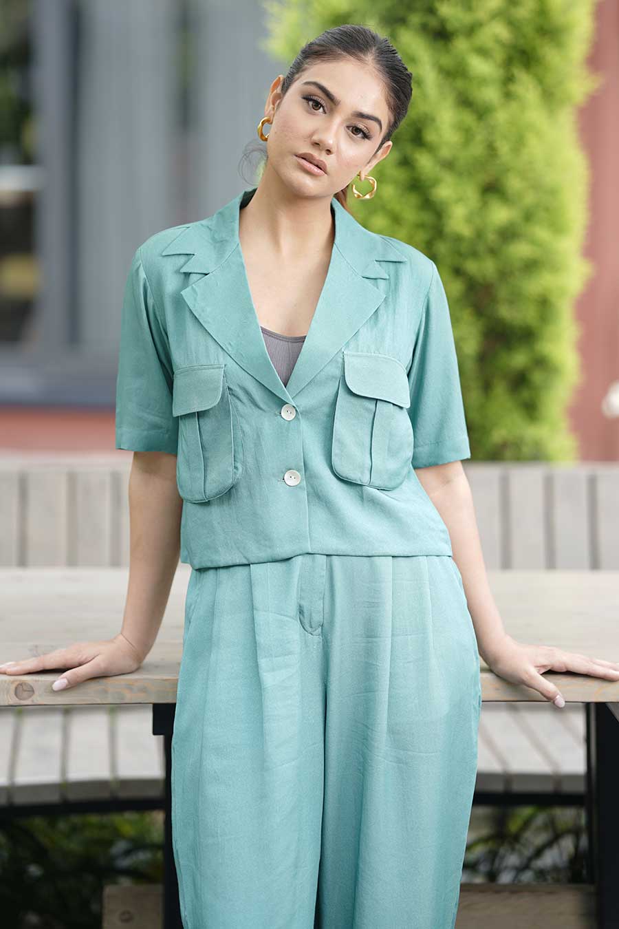 Green Shirt & Pant Co-Ord Set