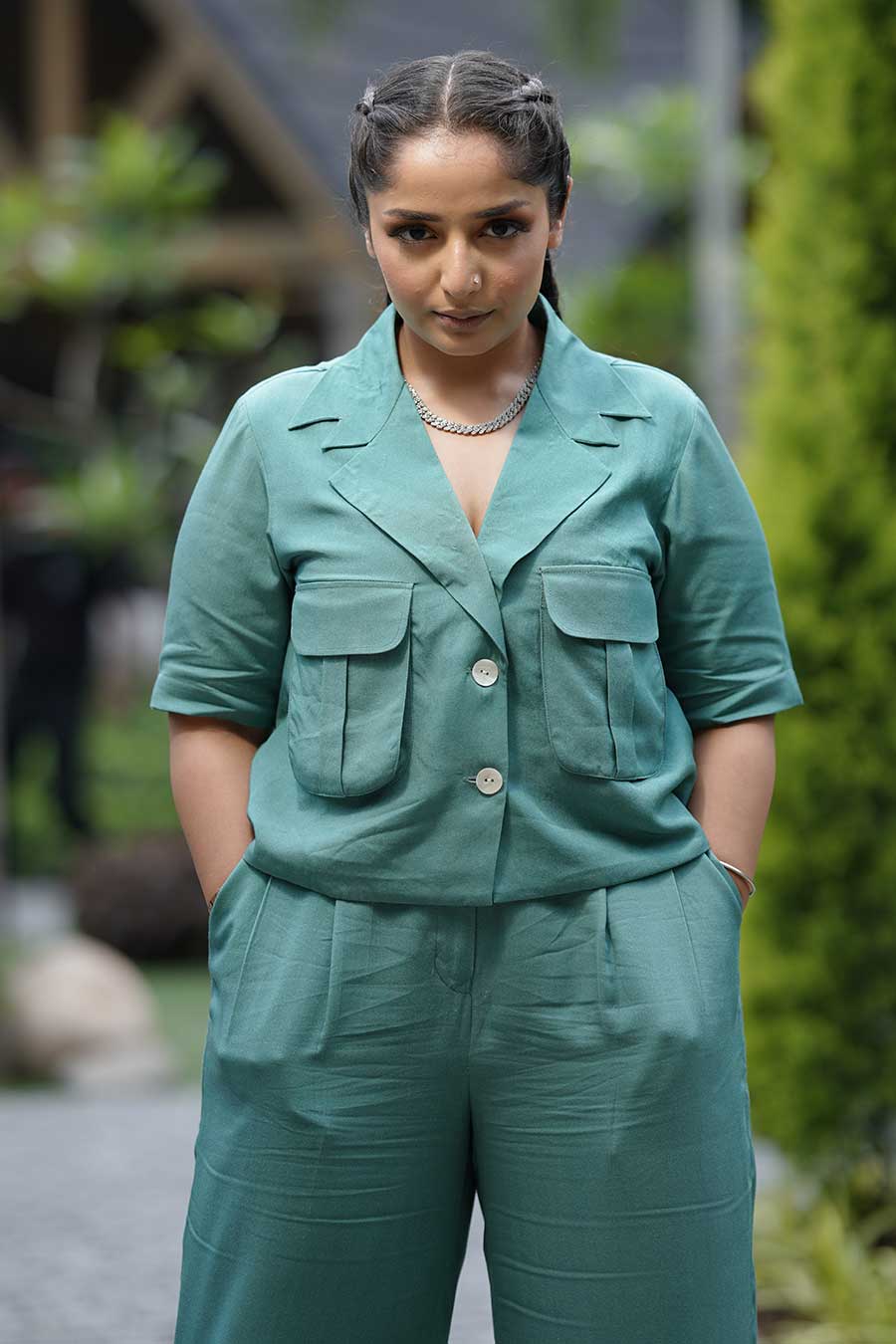 Green Shirt & Pant Co-Ord Set