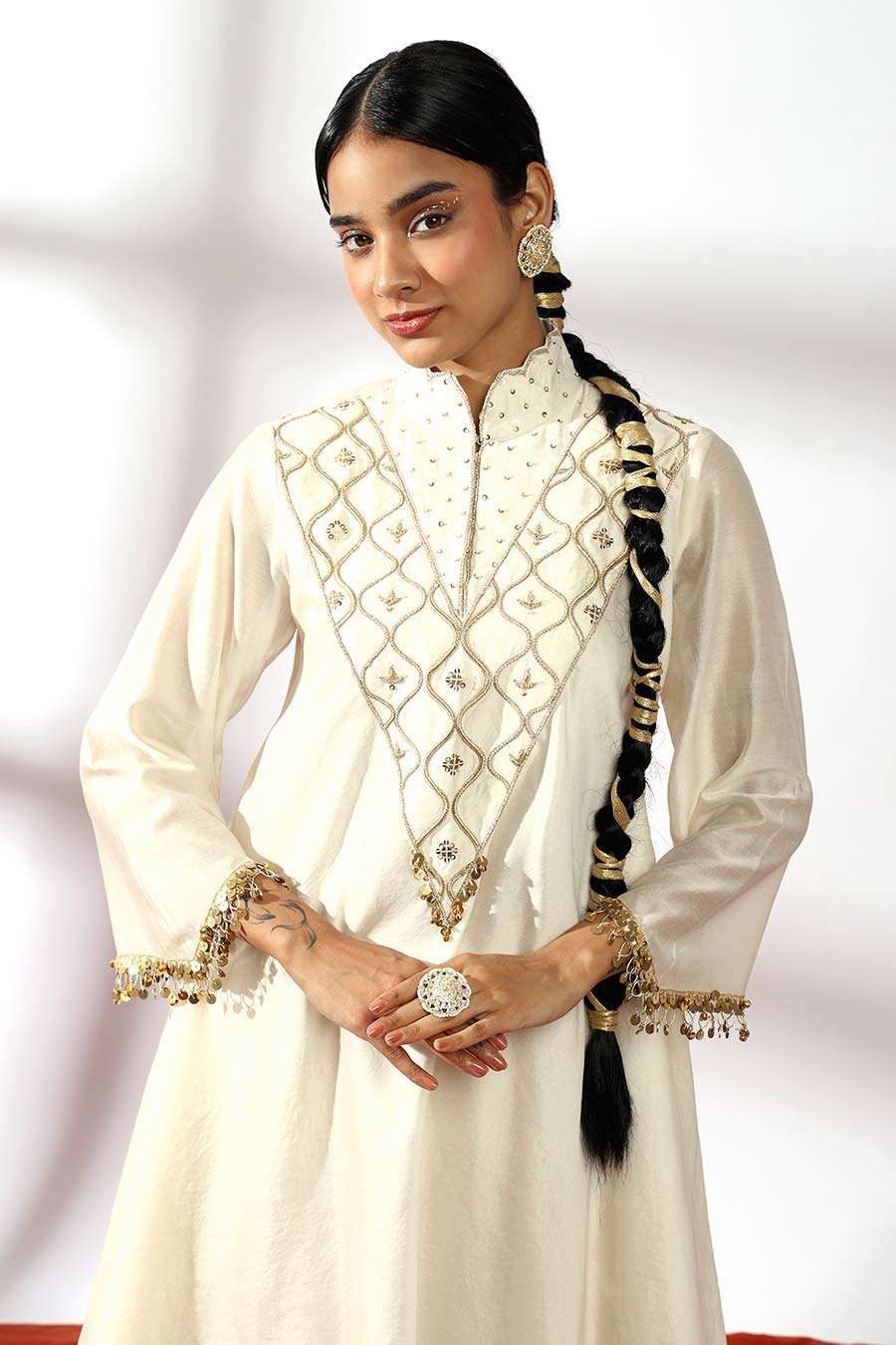 Ivory Embroidered Kurta & Palazzo Set