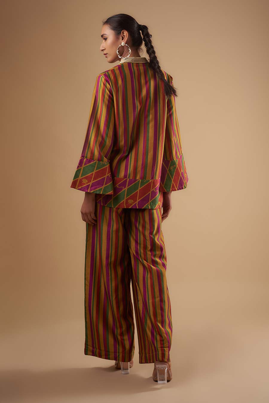Multicolour Striped Co-Ord Set with Clutch