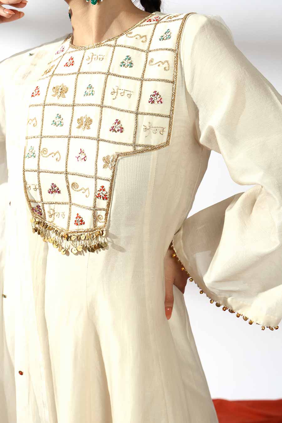 Ivory Embroidered Anarkali Set