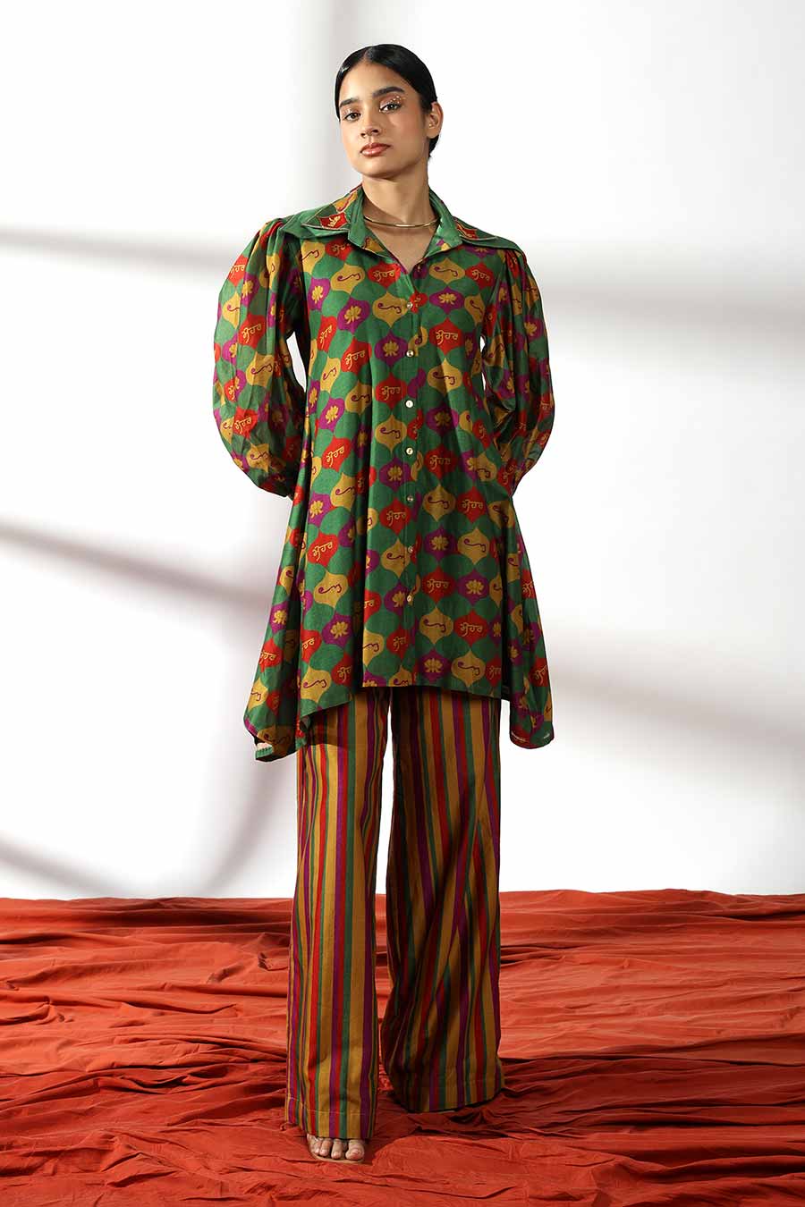 Multicolour Embroidered Shirt & Palazzo Set