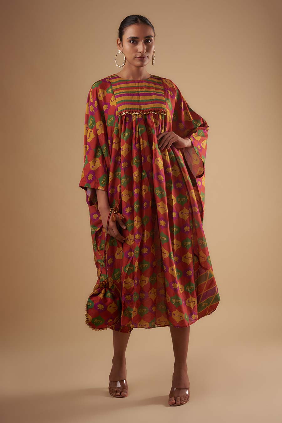 Multicolour Printed Kaftan Dress