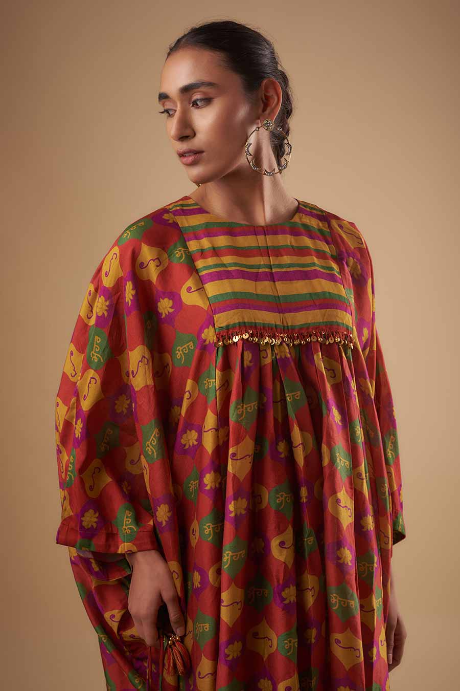 Multicolour Printed Kaftan Dress