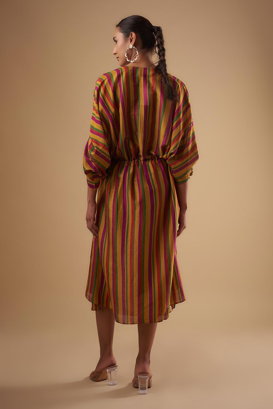 Striped Printed Kaftan Dress