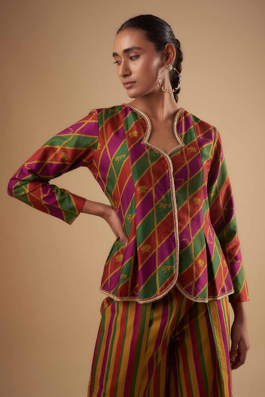Multicolour Embroidered Top & Palazzo Set